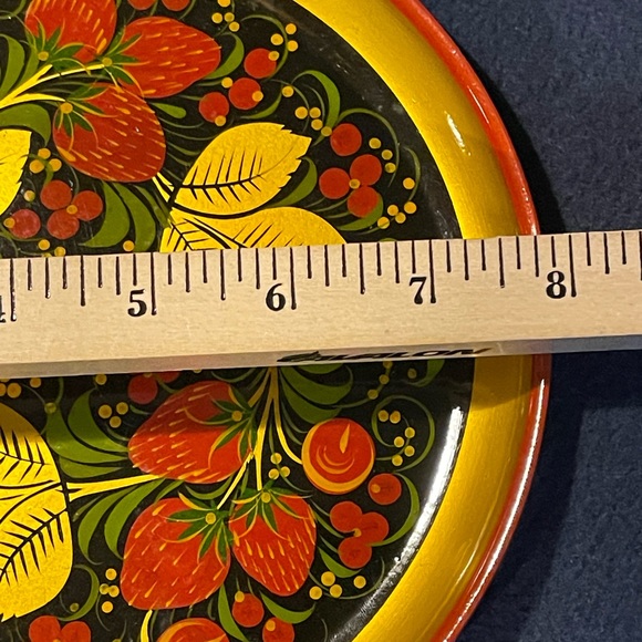 Vintage strawberries decorative plate - Khokhloma Painting Russian - Picture 7 of 12